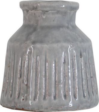 Foreside Home And Garden Handmade Gray Terracotta Vase with Carved Stripes at Nordstrom