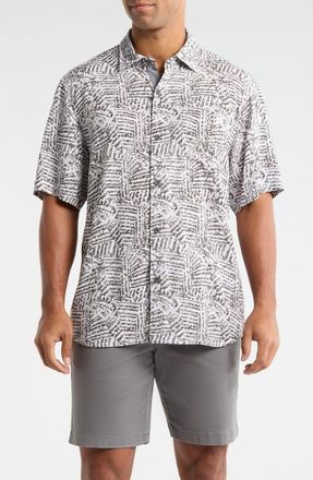 Tommy Bahama Veracruz Cay Sands Island Echo Short Sleeve Button-Up Shirt in Silver Sky at Nordstrom, Size Xx-Large