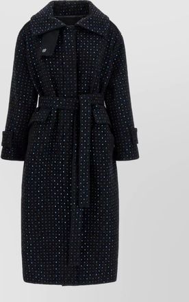 Pinko wool rhinestone-embellished belted long coat