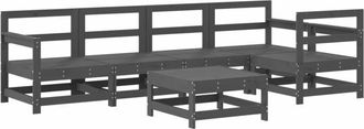 vidaXL 6 Piece Garden Lounge Set Grey Solid Wood Pine vidaXL