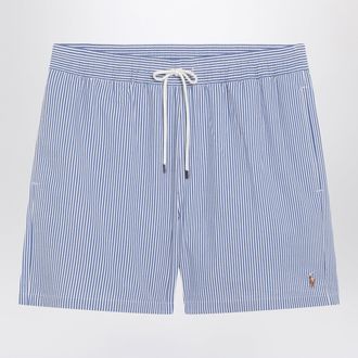 Polo Ralph Lauren Traveler striped white/blue seersucker swim shorts