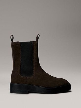 Calvin Klein Botas Chelsea de ante con tac&oacute;n laminado