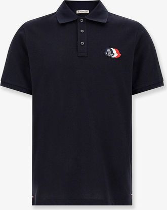 Moncler Polo in cotone con patch logo tricolore - MONCLER - gender_Man