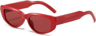 Generic Small Frame Mens Vacation Sunglasses Outdoor Sports Womens Commuter Sun Glasses(Red)
