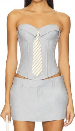 Guizio Chrys Oxford Corset Blouse In Grey