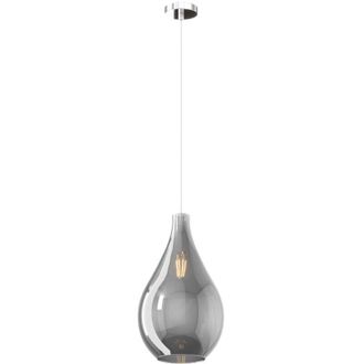 Top-Light Top-light - Lampadario Contemporaneo Drop 2.0 Metallo Cromo Vetro Medio Fum&egrave; 1 Luce E27