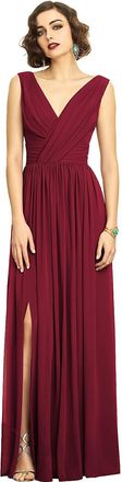 The Dessy Group Sleeveless Draped Chiffon Maxi Dress with Front Slit