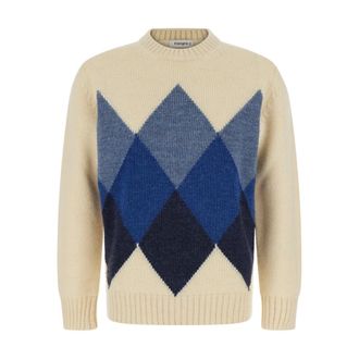KANGRA Maglione girocollo a rombi - - Knitwear - Uomo - Beige - 2XL