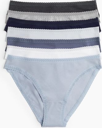 H&M 7er-Pack Baumwollslips - Hellblau/Taubenblau