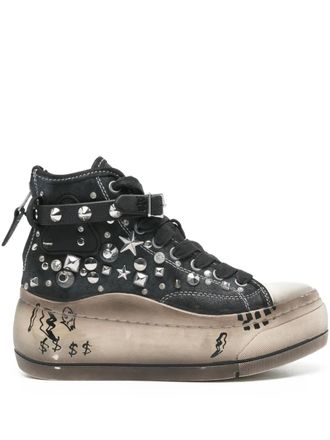 R13 stud-embellished flatform sneakers - Nero