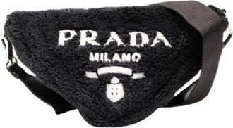 Prada Pre-owned Belt Bags, female, Black, Size: ONE SIZE Pre-owned Cotton Crossbody Bag