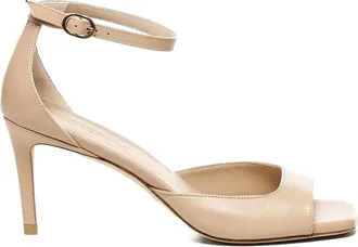 Stuart Weitzman 75 mm leren sandalen met hak - Beige