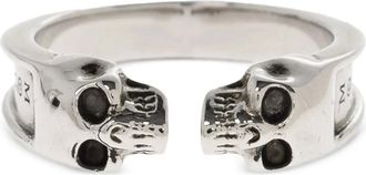 Alexander McQueen Thin Twin Skull Ring - male - Alexander McQueen - Rings - Gray - 56 MM - Accessories