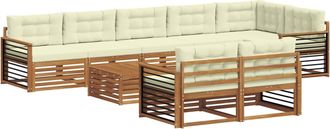 vidaXL Conjunto De Sof&aacute;s De Exterior 9 Uds. Natural Y Crema Vidaxl