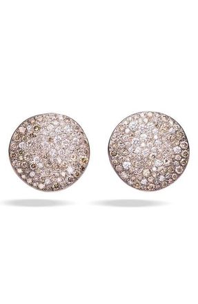 POMELLATO Sabbia Diamond Pav&eacute; Stud Earrings in Rose Gold at Nordstrom