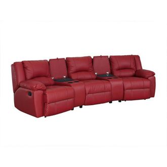 Vente-Unique Vente-unique - Divano relax a 3 posti in cuoio Rosso - aroma