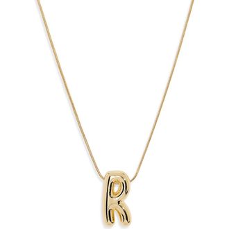 BaubleBar Bubble Initial Pendant Necklace in Gold R at Nordstrom Rack