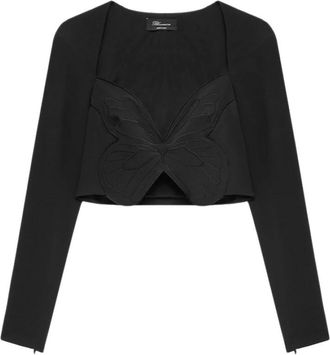 Blumarine Top M/L C/Farfalla - Dames - Longsleeves - Zwart - 2XS - Polyester - Tops