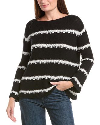 Lafayette 148 New York Stripe Cashmere & Silk-Blend Sweater