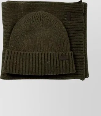 Barbour ribbed knit scarf and beanie set