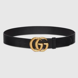 Gucci GG Marmont Wide Belt, Black, Leather