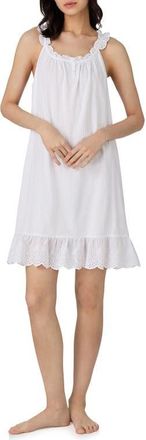 Lauren Ralph Lauren Eyelet Ruffle Cotton Blend Nightgown in White at Nordstrom, Size Large