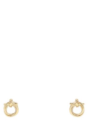 Ferragamo Golden Twisted Gancini Stud Earrings