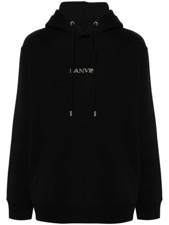 Lanvin logo-embroidered cotton hoodie - unisex - Polyester/Cotton - S - Black