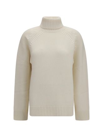 P.A.R.O.S.H. Womens Turtleneck Cashmere Sweater Cream (capra Hircus)