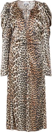 Ganni Abito midi con stampa - Marrone