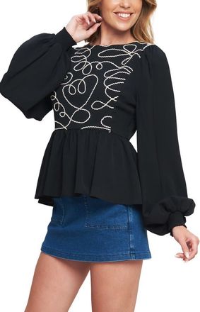 Flying Tomato Long Sleeve Woven Top in Black at Nordstrom Rack, Size Medium