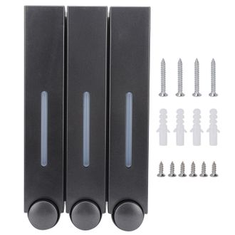OEM Dispensador De Jab&oacute;n L&iacute;quido Mural 6028 Con 3 Cabezales De Pulverizaci&oacute;n, Abs, 420 Ml, Negro, Para Ba&ntilde;o Y Ducha (hotel)