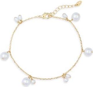 Nordstrom Rack Demi Fine Faux Pearl Charm Bracelet in White- Gold at Nordstrom Rack