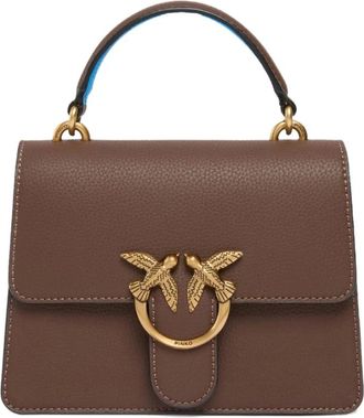 Pinko Pinko, Tassen, Dames, Bruin, ONE Size, Leer, Love Birds Leren Handtas