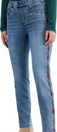 FDJ Womens Pull On Pencil Jeans In Medium Wash