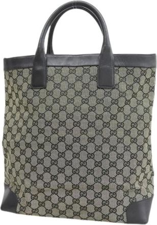 Gucci Pre-owned GG Canvas Tote Bag - Dames - Vintage Shopper - Grijs - ONE Size - Leer - Vintage