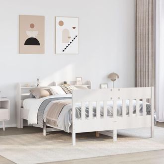Berkfield Home Bed Frame without Mattress White 150x200 cm King Size Solid Wood Pine