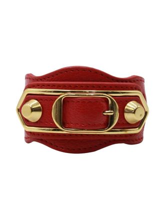 Balenciaga Arena leather bracelet - women - Leather/Brass - One Size - Red