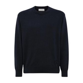 Laneus Round-neck Knitwear, male, Blue, Size: M Pullover In Cotone Blu