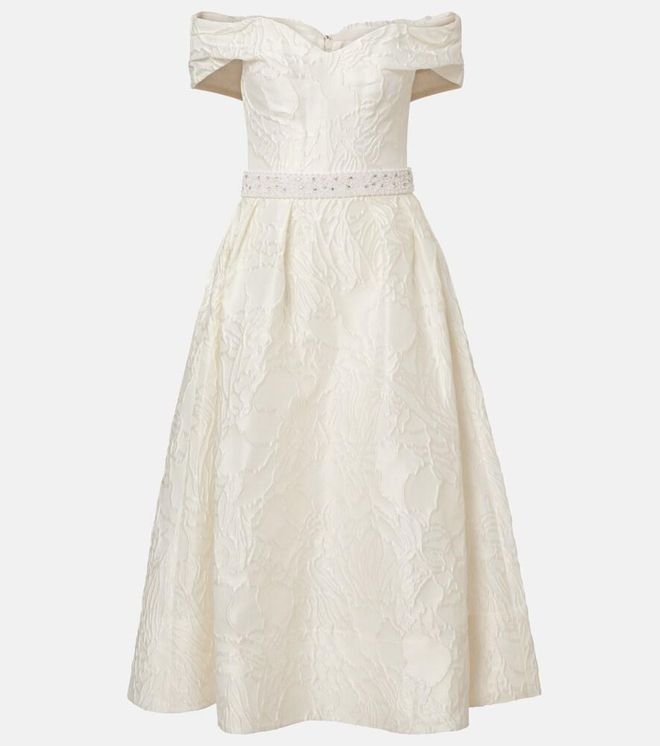 Bridal Winslet jacquard midi dress