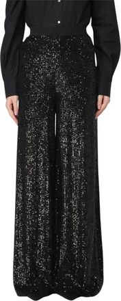 Karl Lagerfeld Broeken, Dames, Zwart, M, Pailletten, Sequin Broeken Wide Leg Pants