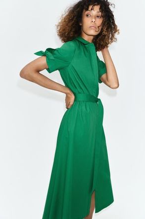 H&M Short-sleeved Shirt Dress in Green at Nordstrom, Size Xx-Large