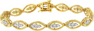 House of Brilliance 10K Yellow Gold Plated.925 Sterling Silver 1 cttw Prong Set Round-Cut Diamond Link Bracelet