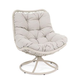Konte Design Sill&oacute;n giratorio de jard&iacute;n en color beige claro con trenzado de fibra