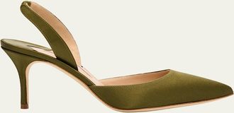 Manolo Blahnik 70mm Carolyne Satin Slingback Pumps