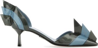 Prada Blue Two-Tone Leather Pumps