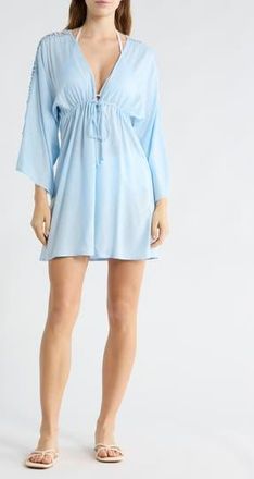 Boho Me Lace Trim Cover-Up Tunic Top in Blue at Nordstrom Rack, Size X-Large