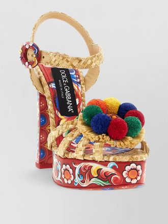 Dolce & Gabbana keira platform heel sandals pompons flowers