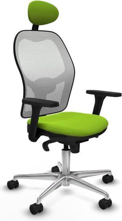 Piqueras y Crespo Jorquera Sincro Malla Blanca Similpiel Pistacho Brazos 3d Base Aluminio Cabecero Fijo Ruedas 65mm Nailon