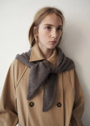 Mango Cashmere-wool knit shawl marrone medio - Donna - Taglia unica - MANGO